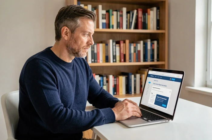 Un homme structure une page web avec des titres hiérarchisés et des réponses formatées pour les résultats générés par Google